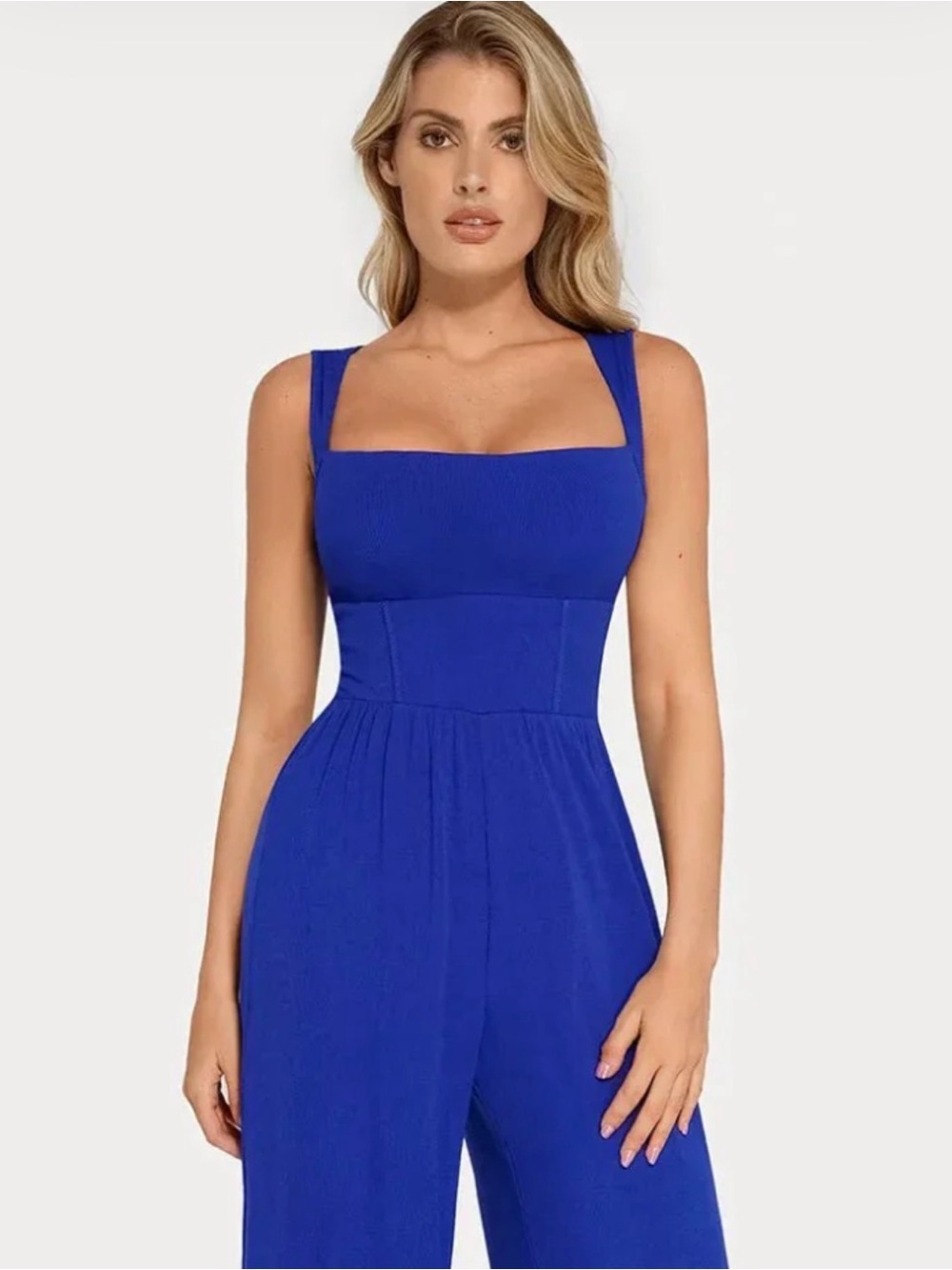 NWOT Square Neck Wide-Leg Shapewear Jumpsuit in Cobalt Blue